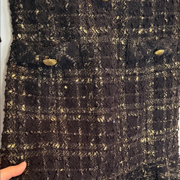 Chic Black and Gold Tweed Mini Dress - Picture 6 of 7